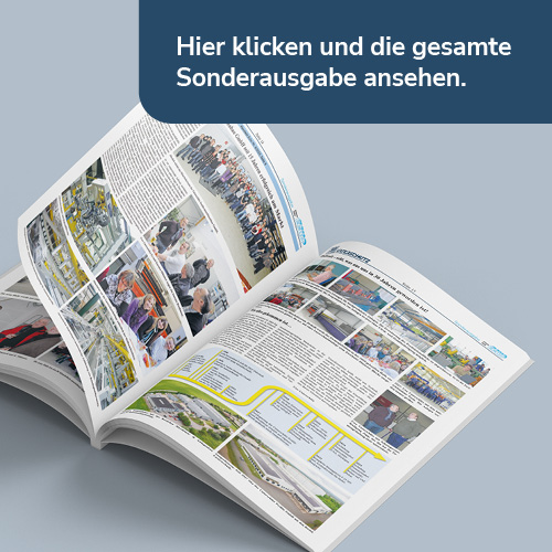 Aufgeschlagene Sonderausgabe des Manfeld-Echos zum 30-jährigen Jubiläum von Unterschütz